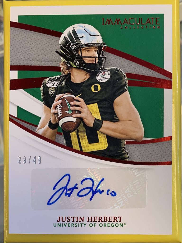 Justin Herbert /49 Immaculate Red Auto hitting on the Break Pad last night!  